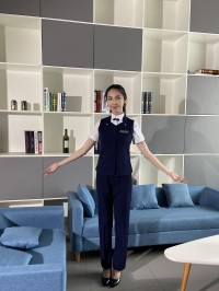 BD-MO-090   訂購馬甲前台制服    設計時尚領口   舒適   端莊   修身  抗皺 有型 透氣 真人試穿 模特示範   前台制服工廠 細節-9